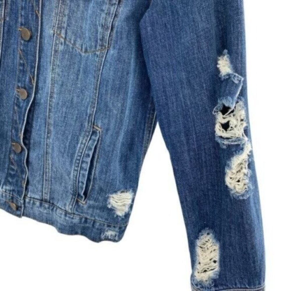 Unpublished Women’s Distressed Destroyed Denim Jean Jacket - Picture 7 of 10